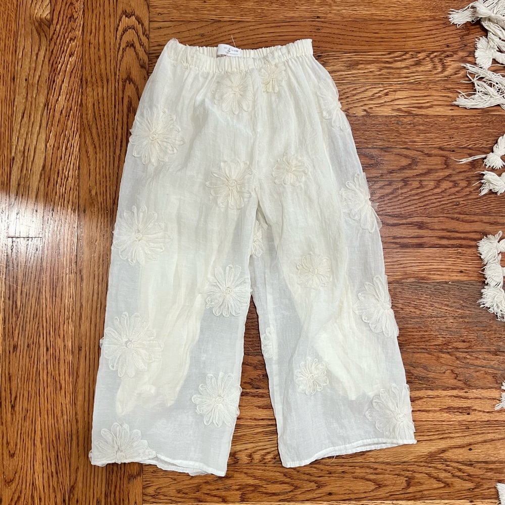 Zara Cream Floral Kids Pants